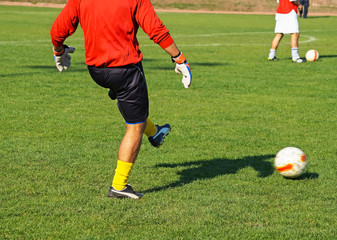 Soccer players in training