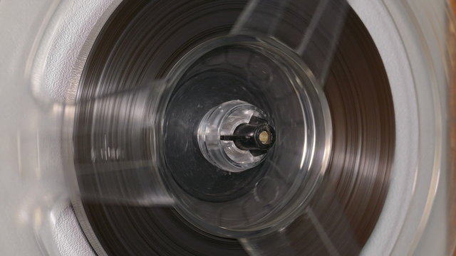 spinning reel on old tape recorder