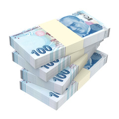 Turkish lira isolated on white background. 
