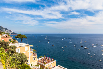 Fototapeta na wymiar Panorama view of Mediterranean sea in Positano