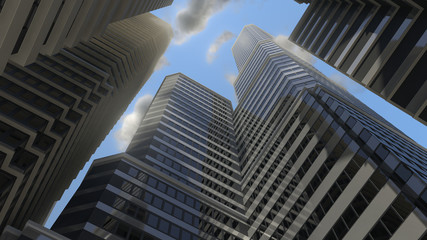 Fototapeta na wymiar between tall buildings