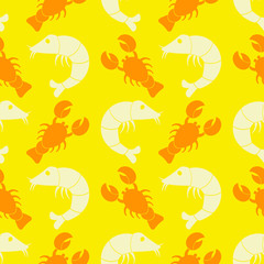 seamless background with sea food and products