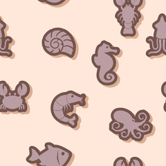 seamless background with sea food and products