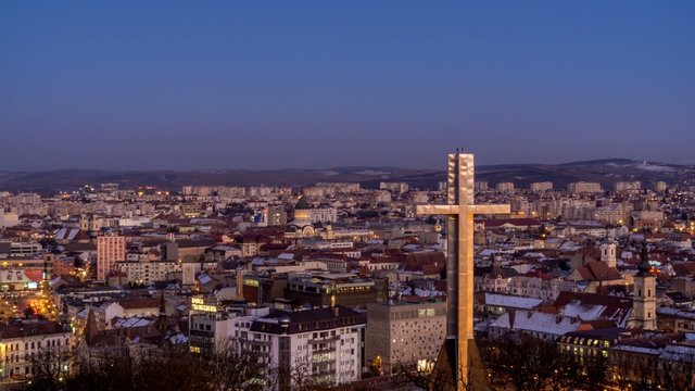 night falling over Cluj Napoca