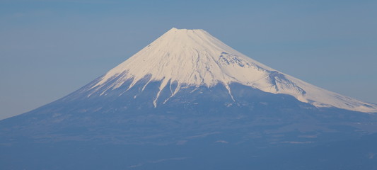 Top of Mountain Fuji with snow in winter season