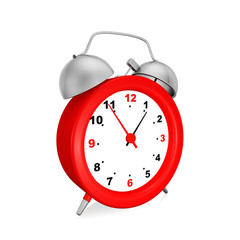 Red   alarm clock on  white background.