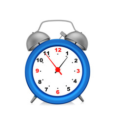Blue  alarm clock on  white background.