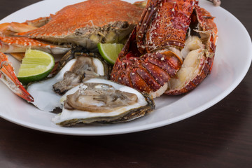 Spiny lobster, crab and oyster