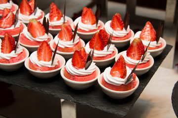 strawberry dessert in mini plate.