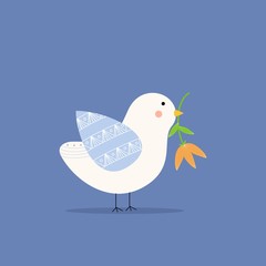 Bird holding a flower