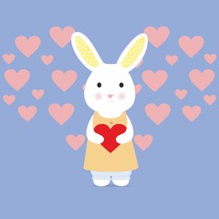 Obraz na płótnie Canvas Cute rabbit with heart