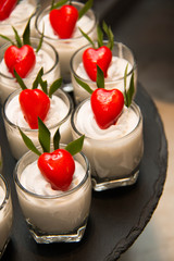 Fresh cream dessert in a glass