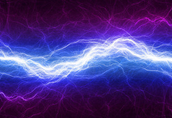 Obraz premium Niebieskie i fioletowe oświetlenie elektryczne, tło elektryczne