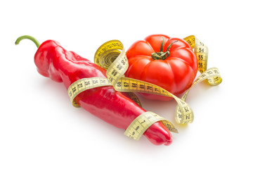 Fototapeta na wymiar Diet concept. Pepper and tomato.