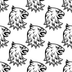 Seamless pattern with head of heraldic eagle