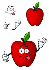 Cartooned red apple fruit character