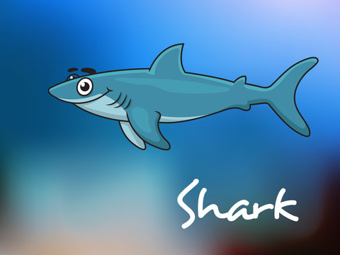 Cartoon shark in sea