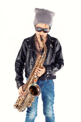 Naklejka premium stylischer Saxofonist