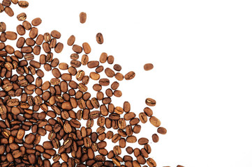 coffee beans isolated on white background. roasted coffee beans