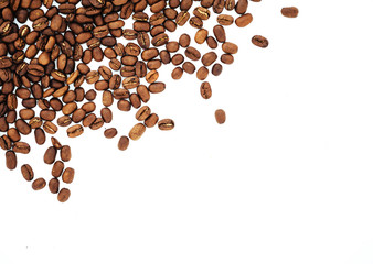 coffee beans isolated on white background. roasted coffee beans