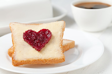 Concept of healthy breakfast - slices of wholewheat toast with