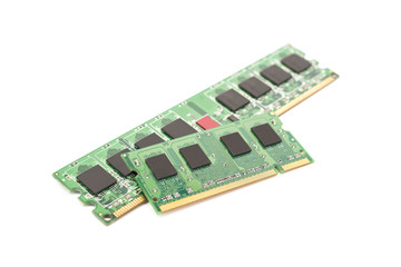 RAM Computer Memory Chip Modules Isolated On White