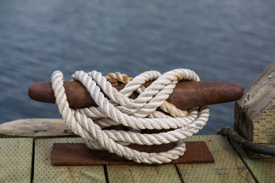 White Rope on Rusty Cleat