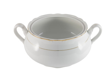White porcelain tureen with no lid