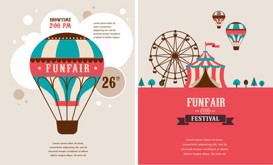 vintage poster with carnival, fun fair, circus vector background