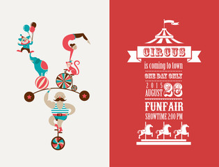vintage poster with carnival, fun fair, circus vector background - obrazy, fototapety, plakaty