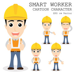 Smart worker cartoon character eps 10 vector illustration