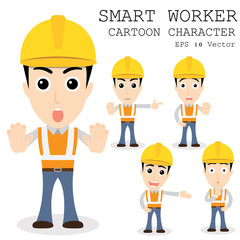 Smart worker cartoon character eps 10 vector illustration