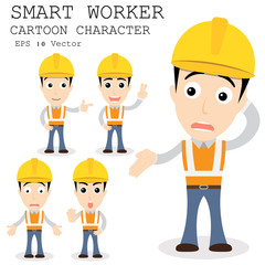 Smart worker cartoon character eps 10 vector illustration