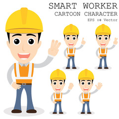 Smart worker cartoon character eps 10 vector illustration