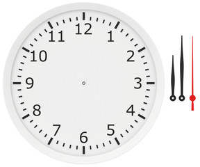 template clock with arrows and numbers isolated on a white