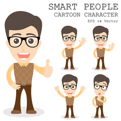 Smart people cartoon character eps 10 vector illustration