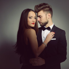 Sexy passion couple in love. Portrait of beautiful young man and
