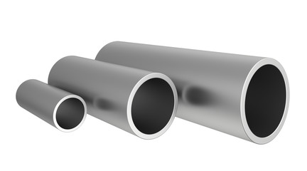Fototapeta premium stainless steel profiles on a white background.