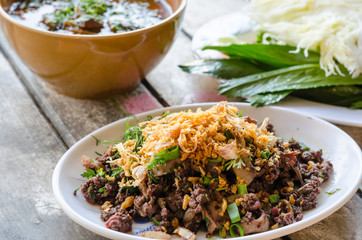 spicy minced pork or spicy minced pork salad Thai dishes