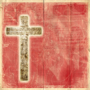 Glowing holy cross on abstract paper background