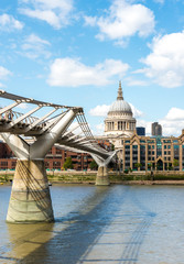 St Paul's Cathedral and the Millennium Bridge in London