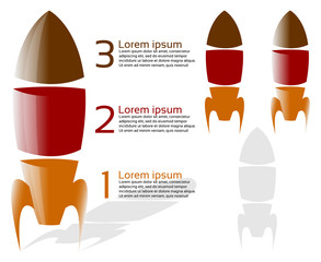 Three stage rocket infographic - obrazy, fototapety, plakaty