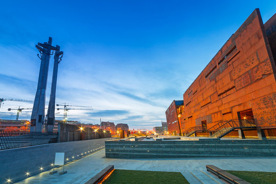 Rusty steel building of European Solidarity Museum in Gdansk