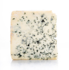 Blue cheese on white background