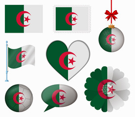 Algeria flag set of 8 items vector
