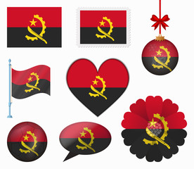 Angola flag set of 8 items vector