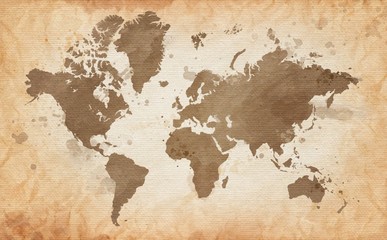 Fototapeta na wymiar map of the world with a textured background