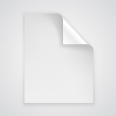 Sheet of paper with a bent corner