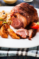 Pork knuckle with fried sauerkraut
