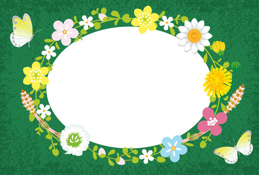 Spring Flower Wreath-Ellipse Green